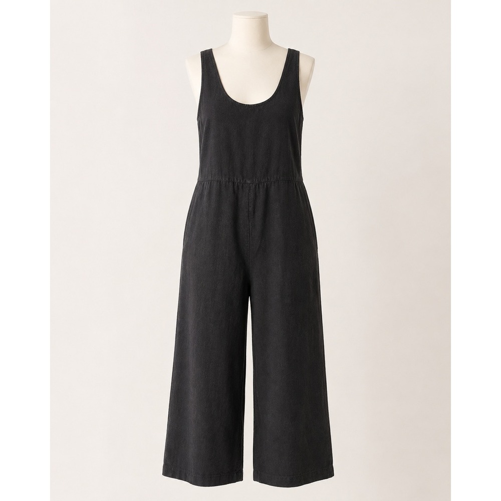 Patagonia Garden Island Jumpsuit Size Medium Black Hemp Lyocell Wide Leg Overall